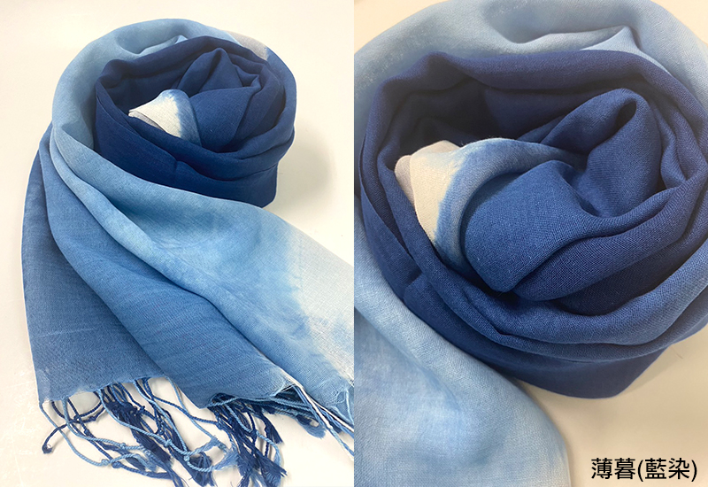 天染工坊 山鄉組曲— 天然藍靛多層次疊染棉圍巾-薄暮(藍染)